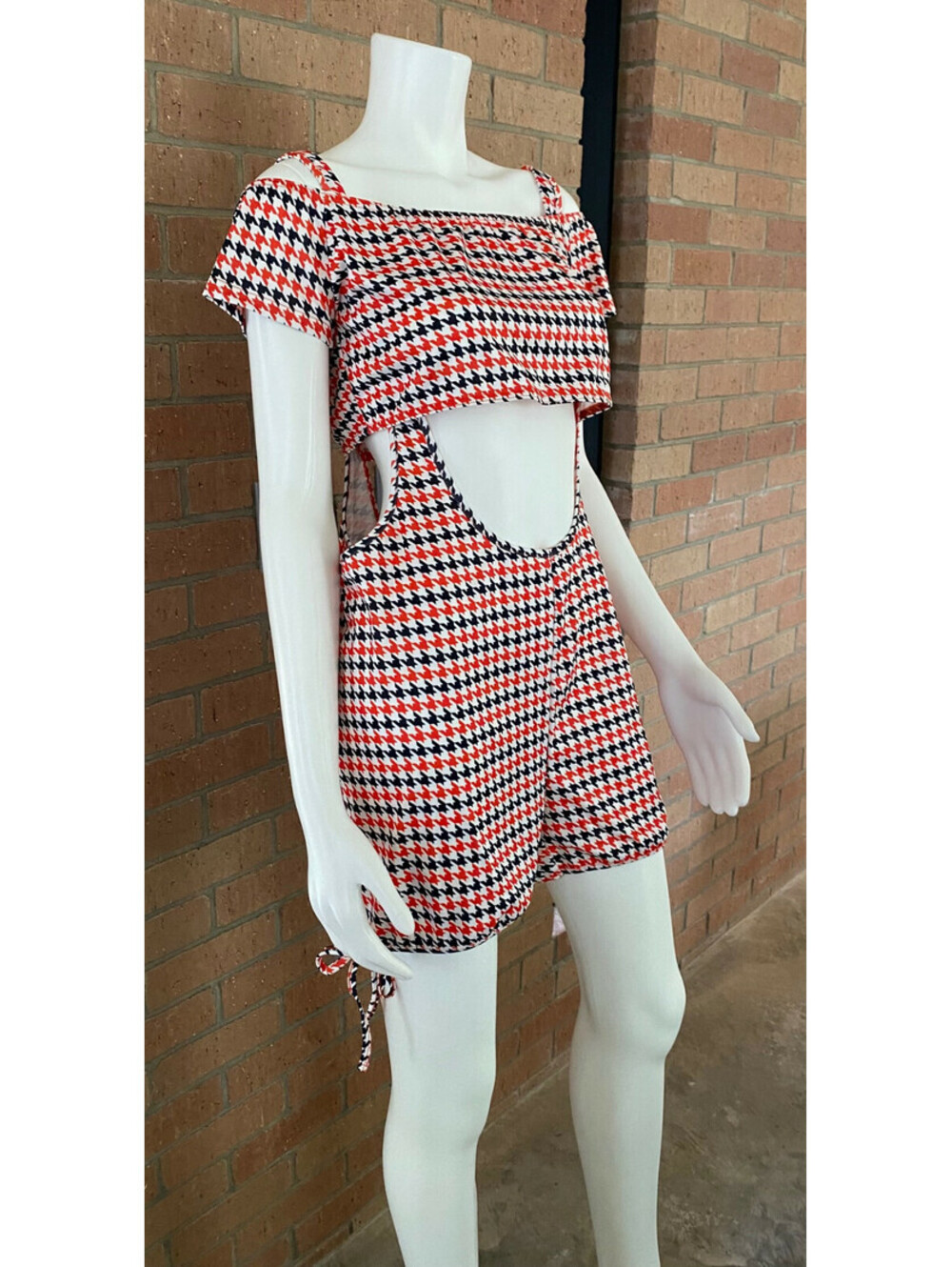 Womens MOD SHEIN TWO PIECE ROMPER PLAYSUIT Crop Top SUSPENDERS Multicolor XL 12